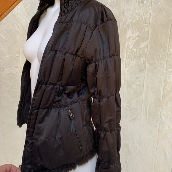 Reversible Rabbit Fur Coat Dark Brown - Picture 5 of 7